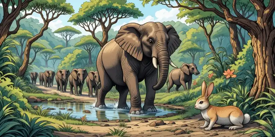 आलसी खरगोश और हाथी