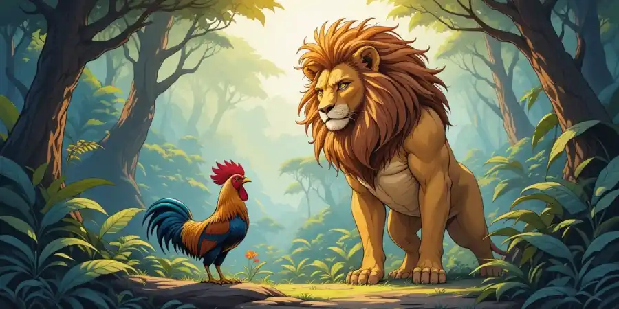 मुर्गा और शेर